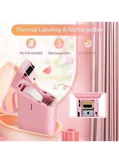 NIIMBOT D11 Label Maker Machine Portable Bluetooth Sticker Label Printer with 1 Roll 12*40mm White Tape, USB Rechargeable, Inkless Thermal Label Maker with 10-15mm Print Width, Ideal for Office Home Organization and Small Business Supplies, Pink  - Image 4