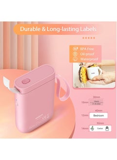 D11 Label Maker Machine Portable Bluetooth Sticker Label Printer with 1 Roll 12*40mm White Tape, USB Rechargeable, Inkless Thermal Label Maker with 10-15mm Print Width, Ideal for Office Home Organization and Small Business Supplies, Pink - pzsku/Z0F36AA8413BCA04A7FF2Z/45/_/1732244085/3dc2a44e-b8e6-4482-bc48-28424f0b6dec