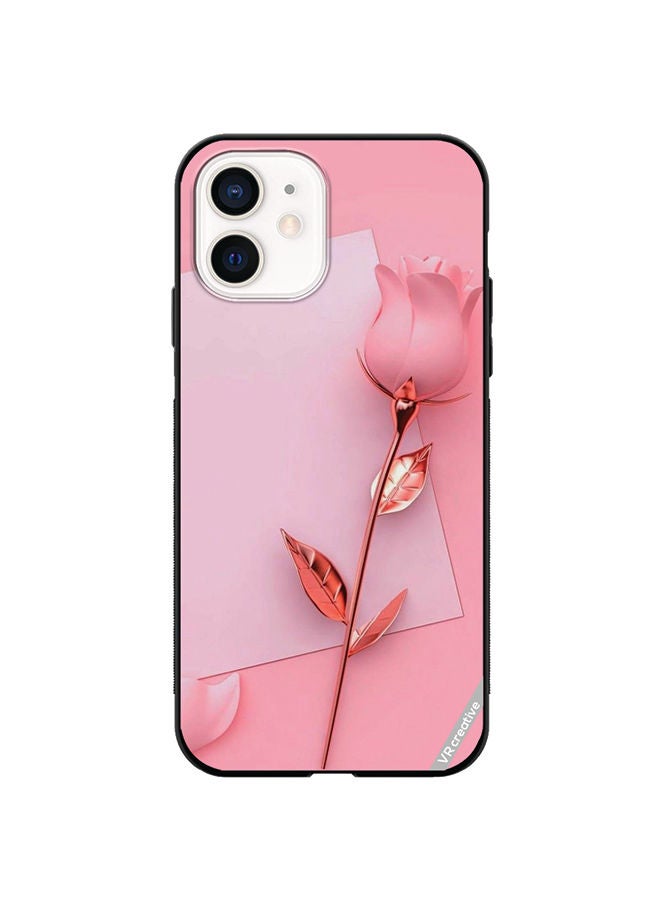 VR CREATIVE Protective Case Cover For Apple iPhone 12 Pink Rose Design Multicolour - Image 1