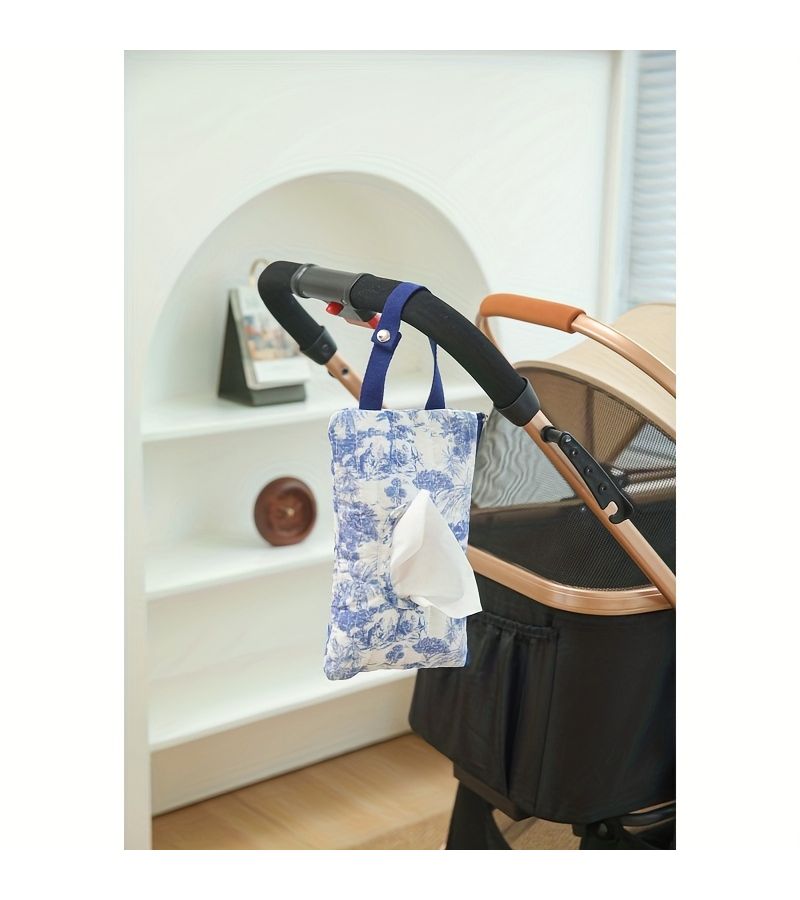 Classic Powder Large Capacity Diaper Wipes Bag Lightweight Stroller Hanging Easy Wash - Image 3