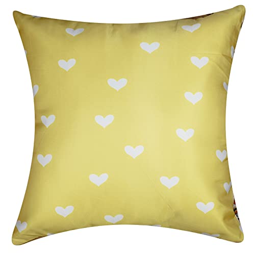 Vendola Decorative Satin Sofa Cushion Covers Set of 5, 24 Inch x 24 Inch, Sofa Pillow Cover, Yellow and White, Floral Design, Zipper Closure (Marigold, 24X24 Inches) - Image 3
