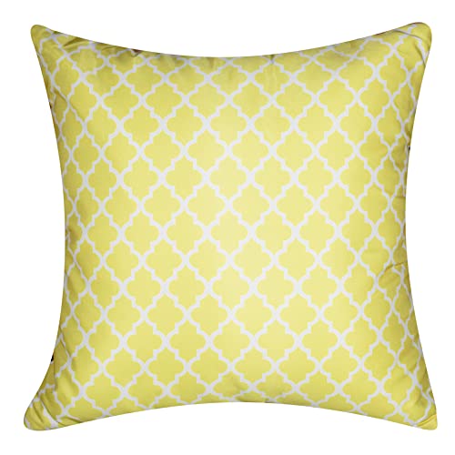 Vendola Decorative Satin Sofa Cushion Covers Set of 5, 24 Inch x 24 Inch, Sofa Pillow Cover, Yellow and White, Floral Design, Zipper Closure (Marigold, 24X24 Inches) - Image 4
