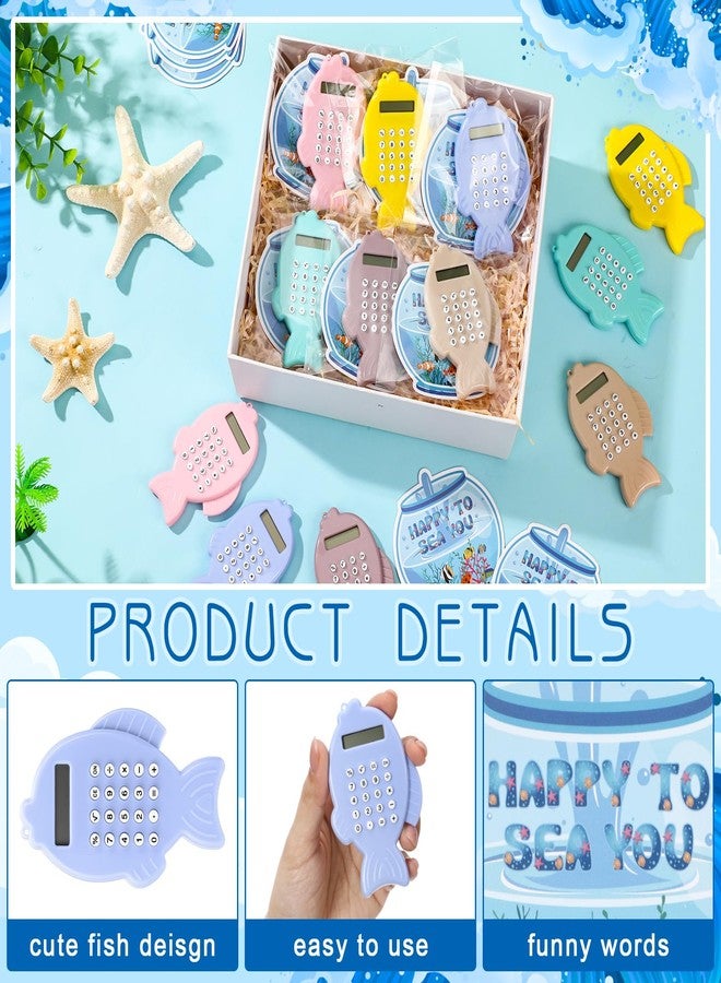 Tellegloww 30 Set Operation Christmas Bulk Item Mini Calculator Cute Basic Fish Shape Pocket Calculator with Happy Card for Classroom - Image 3