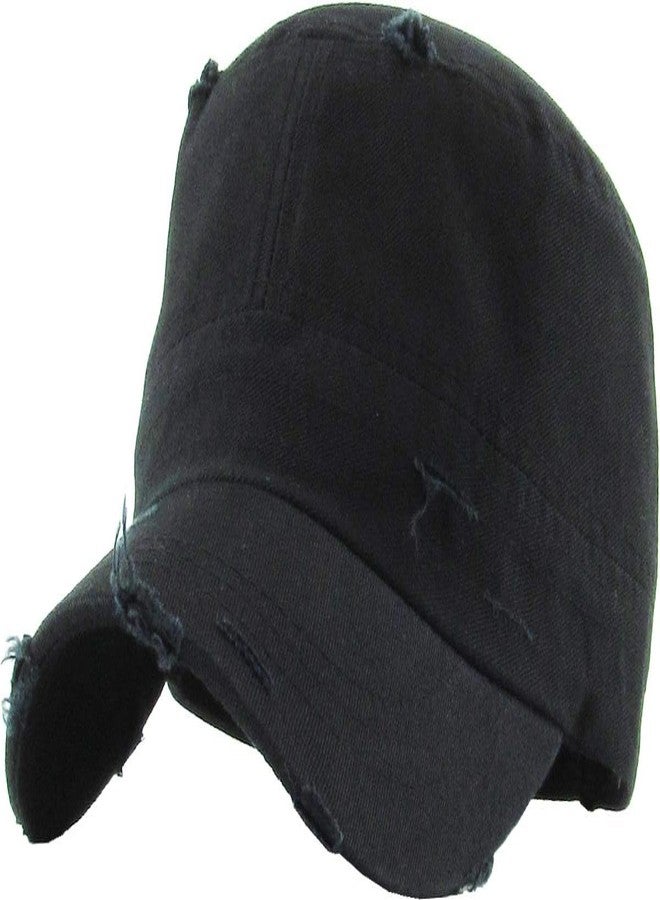 KBETHOS KBK-1466 Cadet Army Cap Basic Everyday Military Style Unisex-Adult, Mens Hat, Black Vintage Distressed - Image 1