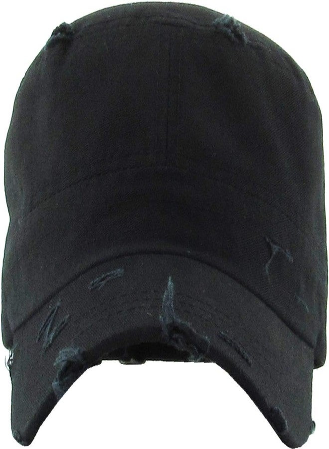 KBETHOS KBK-1466 Cadet Army Cap Basic Everyday Military Style Unisex-Adult, Mens Hat, Black Vintage Distressed - Image 2