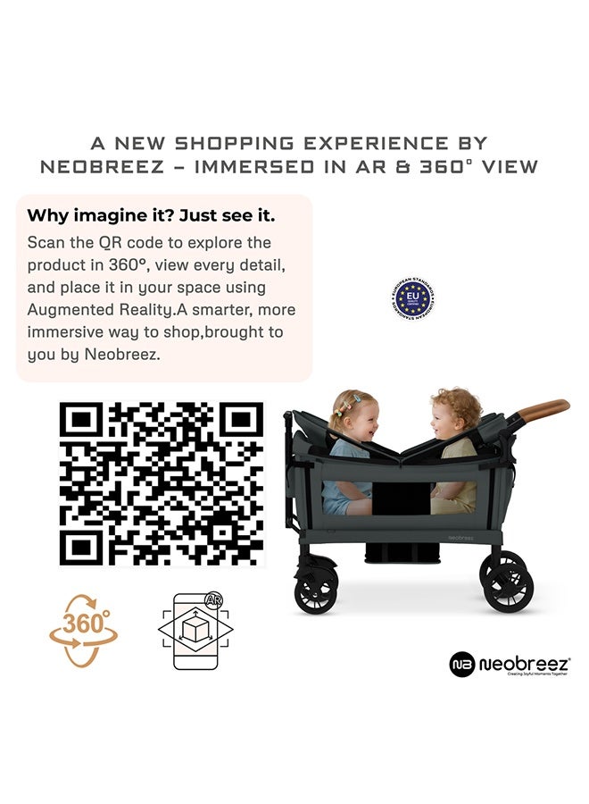 نيوبريز عربة أطفال مزدوجة قابلة للطي من  مع مظلة قابلة للإزالة وحامل أكواب - Image 2