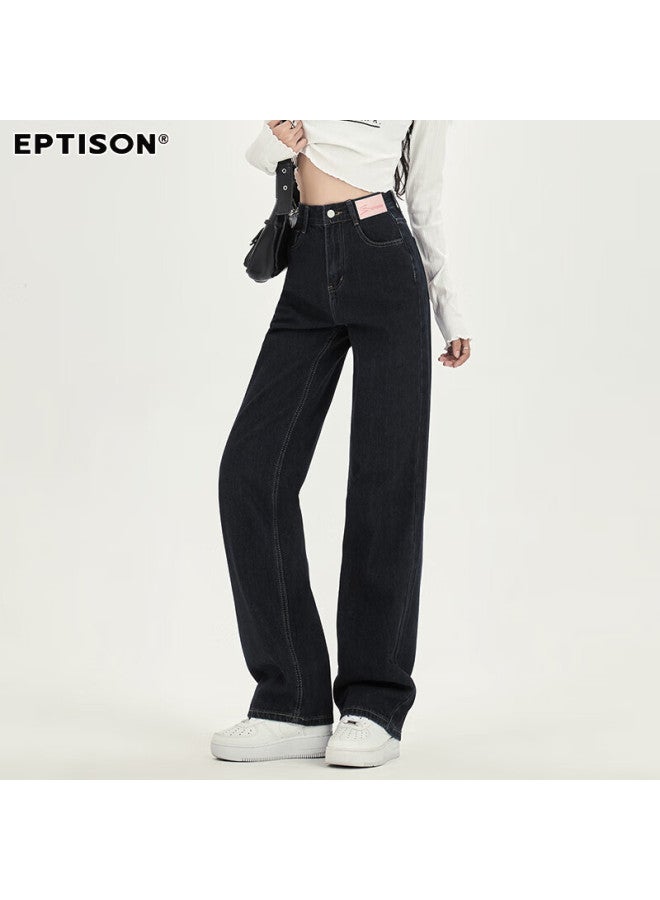 EPTISON Yipin Tiancheng Autumn And Winter Season Draped Floor-length Wide Leg Jeans For Women Slimming And Versatile Women's Pants - Image 2