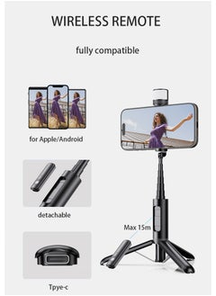 Generic Bluetooth Selfie Stick RGB Magnetic Light Integrated Aluminum Tripod Mobile Phone Selfie Stick  - Image 5