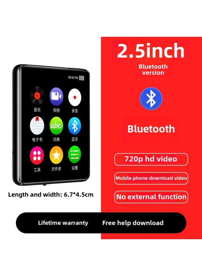 Mp4 Player P4 Full Large Screen Mp6 Music Video Mp3 Walkman Bluetooth Mp5mp7 Reading Novels-Body Color:2.5inch Touch Screen [supports Bluetooth + Full Video Grid + No External Play]-Memory Capacity:8g [no Information, It Is Recommended To Buy 16g Or More] - Official Standard Configuration  - Image 1