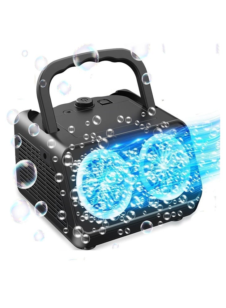 دي إم جي تك آلة فقاعات، مروحة فقاعات آلية مُحسّنة، صانع فقاعات محمول بمحركين، يعمل بالبطارية/الشاحن، مناسب للاحتفالات الداخلية والخارجية مثل الاحتفالات بالعيد والزواج - Image 1