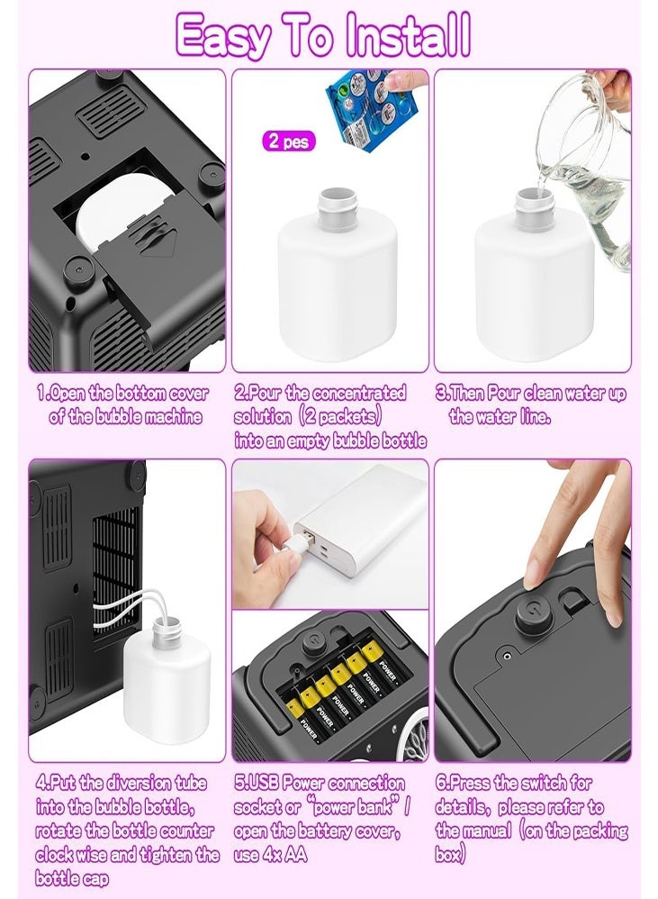 دي إم جي تك آلة فقاعات، مروحة فقاعات آلية مُحسّنة، صانع فقاعات محمول بمحركين، يعمل بالبطارية/الشاحن، مناسب للاحتفالات الداخلية والخارجية مثل الاحتفالات بالعيد والزواج - Image 3