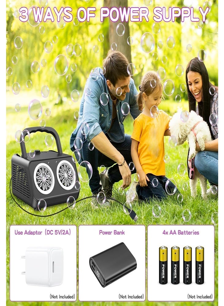 دي إم جي تك آلة فقاعات، مروحة فقاعات آلية مُحسّنة، صانع فقاعات محمول بمحركين، يعمل بالبطارية/الشاحن، مناسب للاحتفالات الداخلية والخارجية مثل الاحتفالات بالعيد والزواج - Image 4