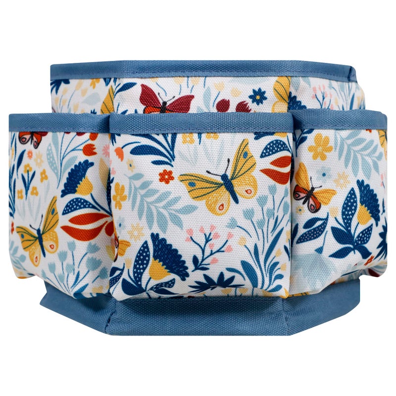 SINGER 360 Degree Rotating Organizer for Tabletop, Counter, Storage, Sewing Supplies, Art Supplies with Compartments, Butterfly Floral Print - Image 2