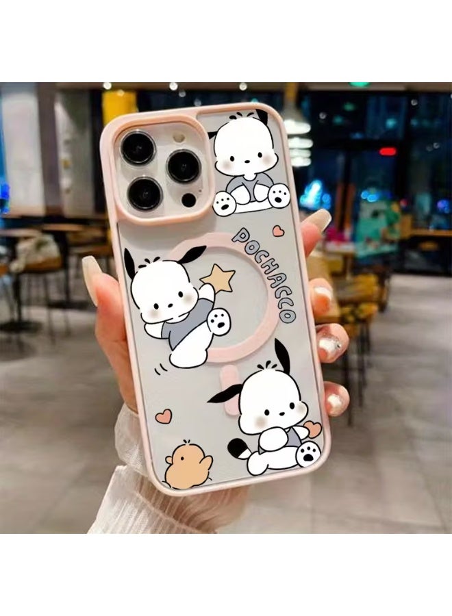 Temu Sanrio Cute Pochaco Dog Phone Case for iPhone 15 Pro Max, Simple and Creative All-in-One Protective Cover, Magnetic Drop Protection, Shockproof Cover
