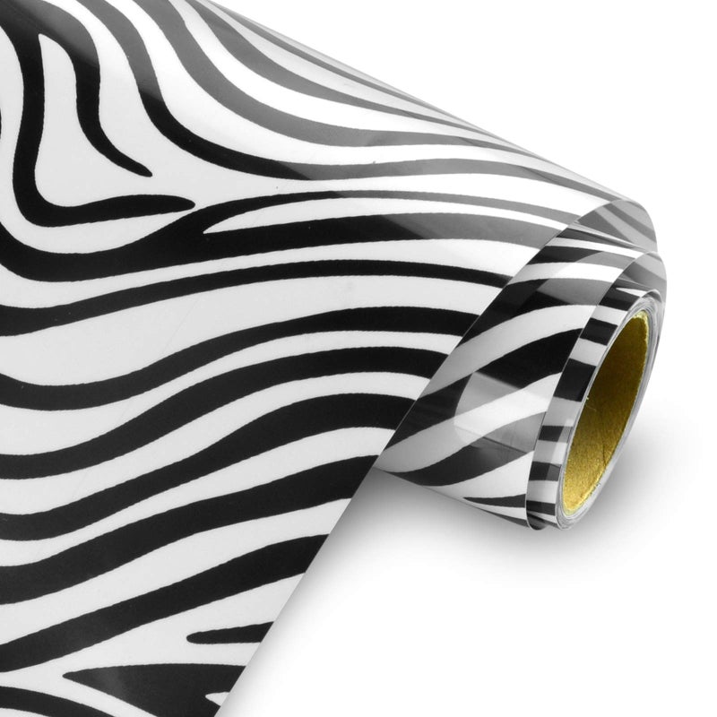 KISSWILL PU Heat Transfer Vinyl Zebra Pattern HTV Vinyl Roll 10 Inch x 5 Feet Iron on Vinyl Wild Animal Print HTV for Garment Clothing TShirt Decoration DIY Zebra Print