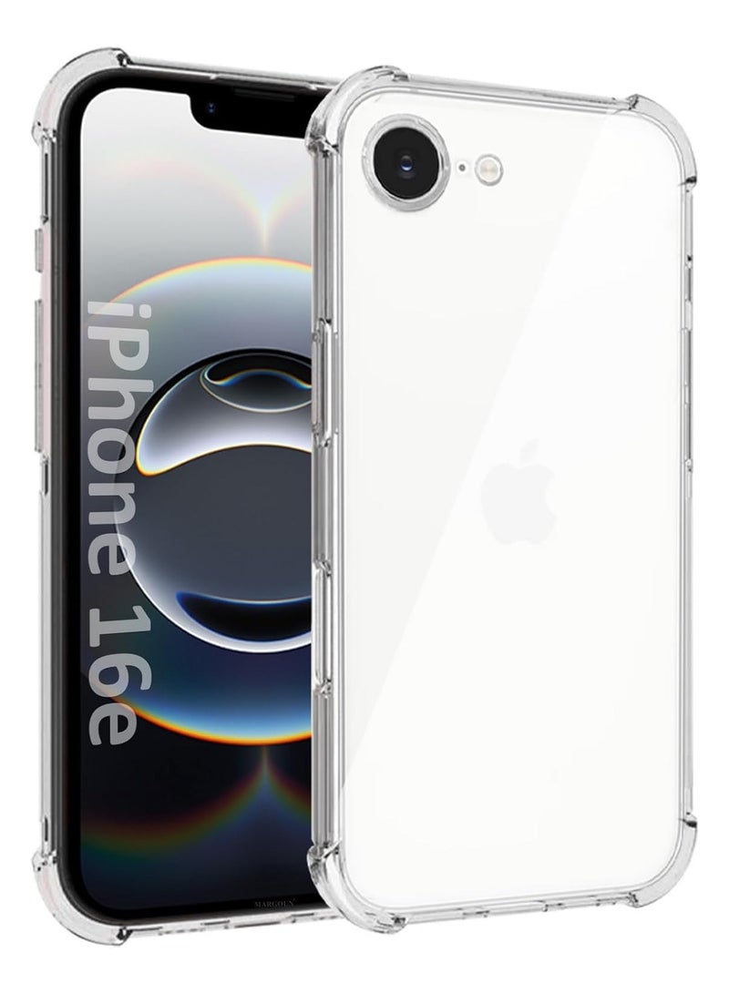 Iphone 16e Case Iphone SE 4th Phone Case Clear Reinforced Corners Scratch Resistant TPU Rubber Soft Silicone Best Cmera Protective Clear Cover for Iphone 16e 5G 2025 Clear Case