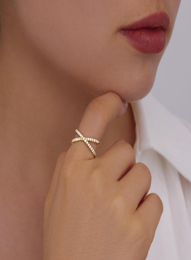 Poxtex خواتم خطوبة ذهبية من بوكستكس للنساء، خواتم وعد الزواج لها، مجوهرات مرصعة بالألماس بتصميم خاتم الأبدية للأزواج، مقاومة للتشوه، مقاس 9 - Image 5