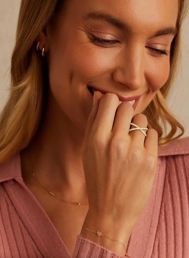 Poxtex خواتم خطوبة ذهبية من بوكستكس للنساء، خواتم وعد الزواج لها، مجوهرات مرصعة بالألماس بتصميم خاتم الأبدية للأزواج، مقاومة للتشوه، مقاس 9 - Image 2