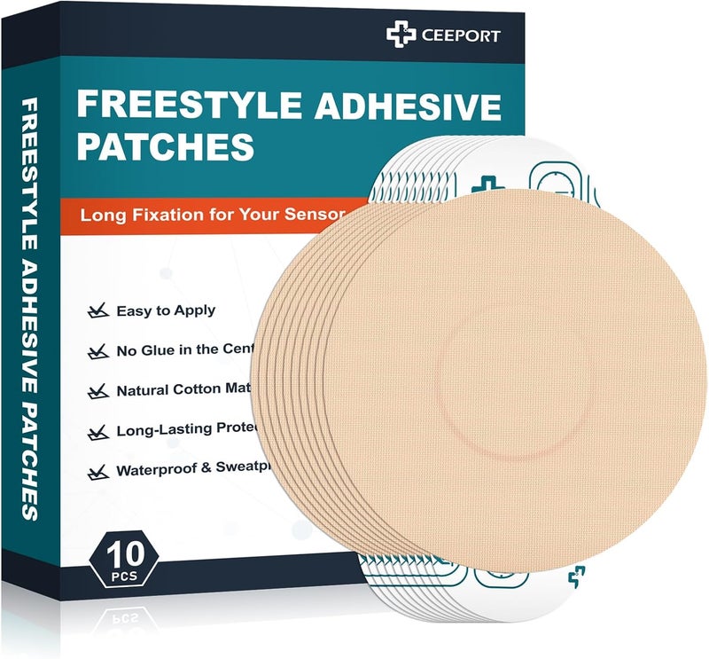 Ceeport 10 Pack Freestyle Adhesive Patches for CGM Sensors - Waterproof and Sweatproof - Image 1