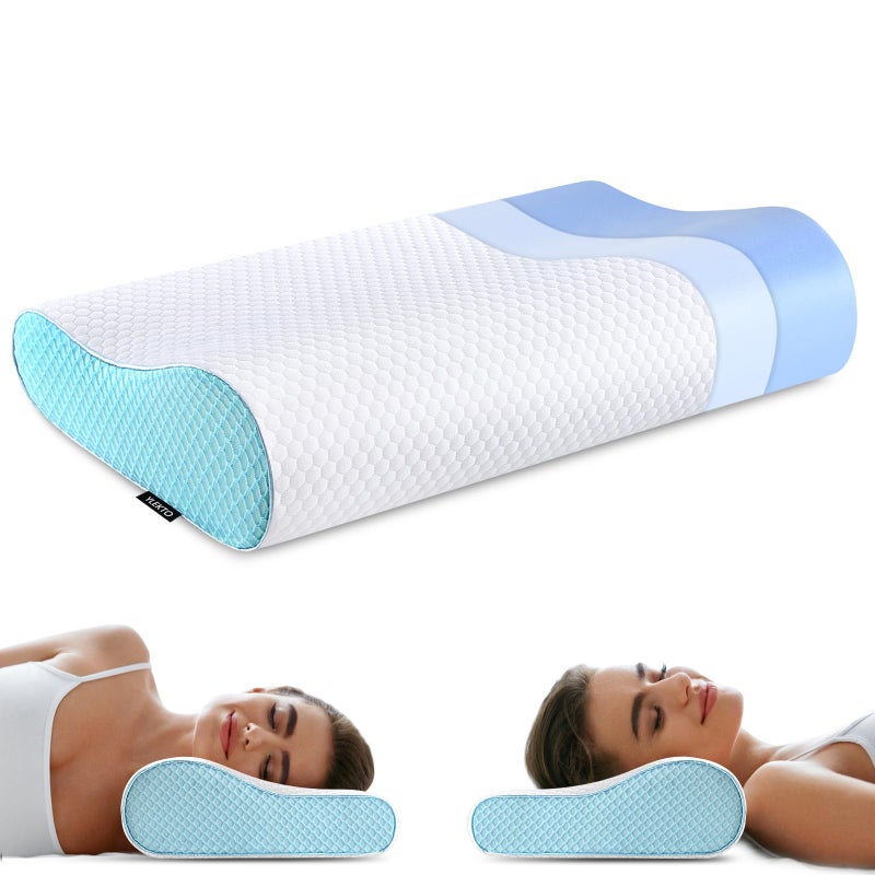 Memory Foam Pillows Neck Pillow Bed Pillow for Sleeping Ergonomic Cervical Contour Pillow for Side Back Stomach Sleeper for Neck and Shoulder Pain