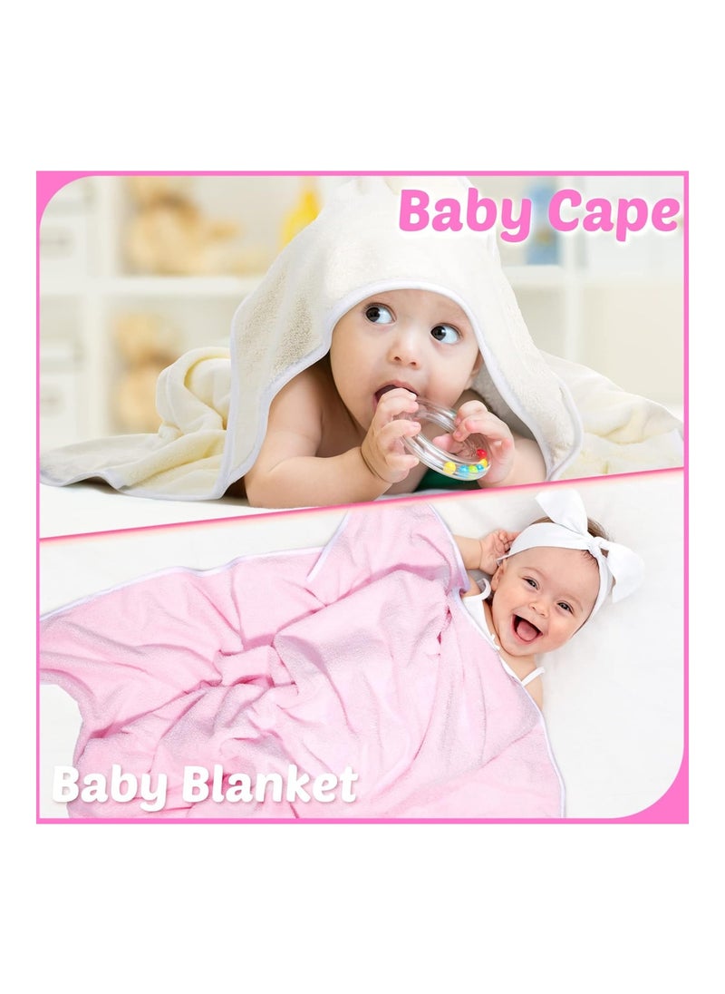 Reginary Pack Of 4 Baby Hooded Towels, 30 X 30 Inch, White, Pink  - Image 5