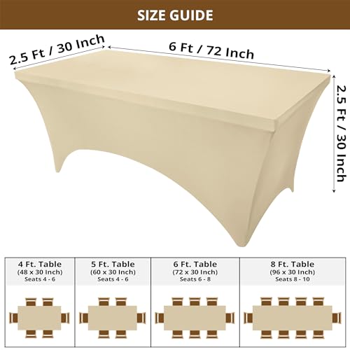 Utopia Kitchen Spandex Tablecloth 2 Pack [6FT, Champagne] Tight, Fitted, Washable and Wrinkle Resistant Stretch Table Cloth Rectangle Cover for Trade Show, Weddings & Parties [72Lx30Wx30H Inch] - Image 2