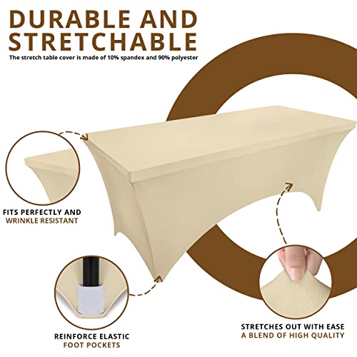 Utopia Kitchen Spandex Tablecloth 2 Pack [6FT, Champagne] Tight, Fitted, Washable and Wrinkle Resistant Stretch Table Cloth Rectangle Cover for Trade Show, Weddings & Parties [72Lx30Wx30H Inch] - Image 5