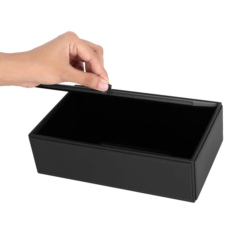 V-CUBE DESIGNS Premium Vegan Leather Tissue Box Holder | Paper Napkin Holder | Sturdy Tissue Case/Cover/Dispenser/Organizer for Home/Bathroom/Office/Table/Desk/Car | Black - Image 4