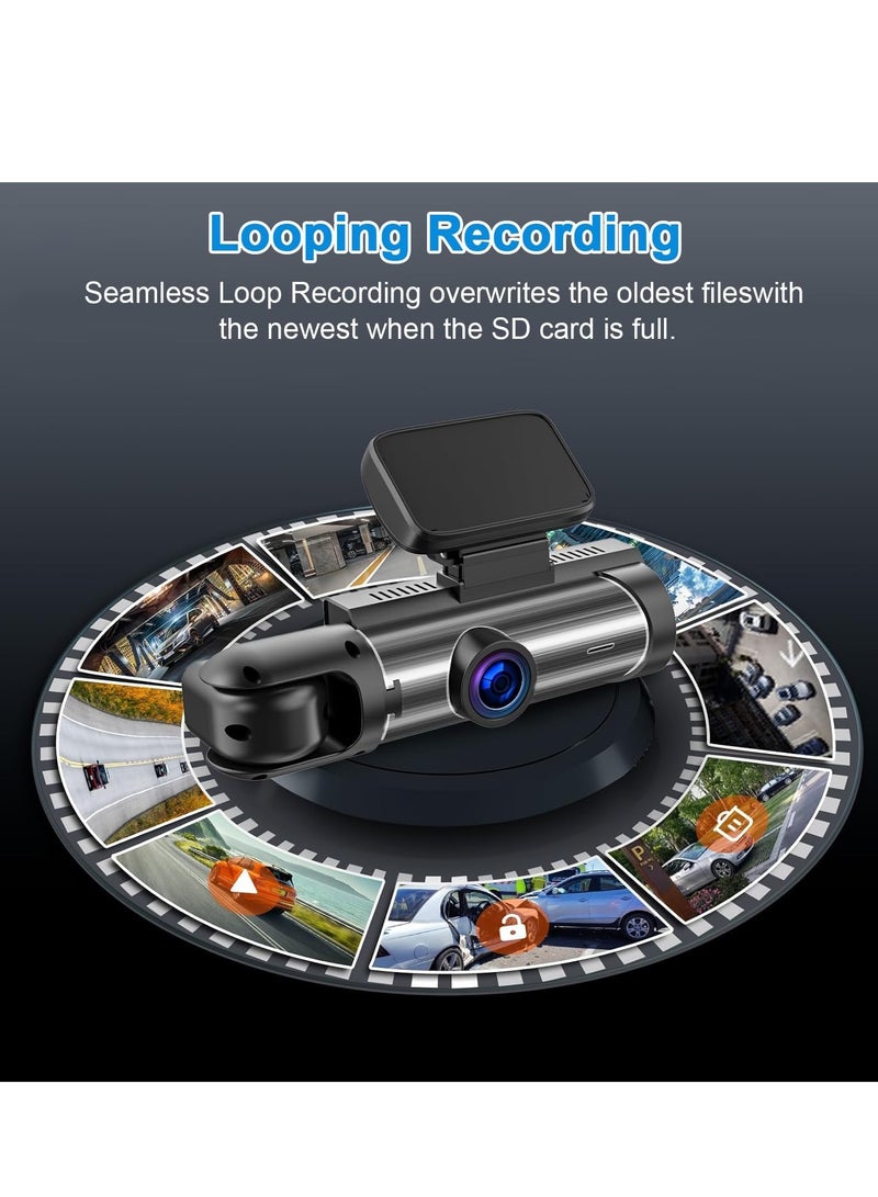 BlueFire Dash Cam Front and Inside 1080P Full HD – Dual Lens Car Camera with 170° Wide Angle, Super Night Vision, G-Sensor Collision Lock, Loop Recording, Parking Monitor, Motion Detection, 3.16" LCD Display, Adjustable Dash Camera for Cars (Black) - Image 4