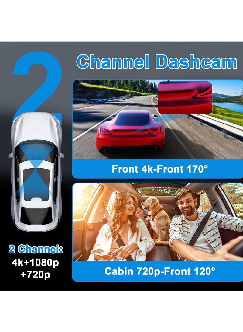 BlueFire Dash Cam Front and Inside 1080P Full HD – Dual Lens Car Camera with 170° Wide Angle, Super Night Vision, G-Sensor Collision Lock, Loop Recording, Parking Monitor, Motion Detection, 3.16" LCD Display, Adjustable Dash Camera for Cars (Black) - Image 3