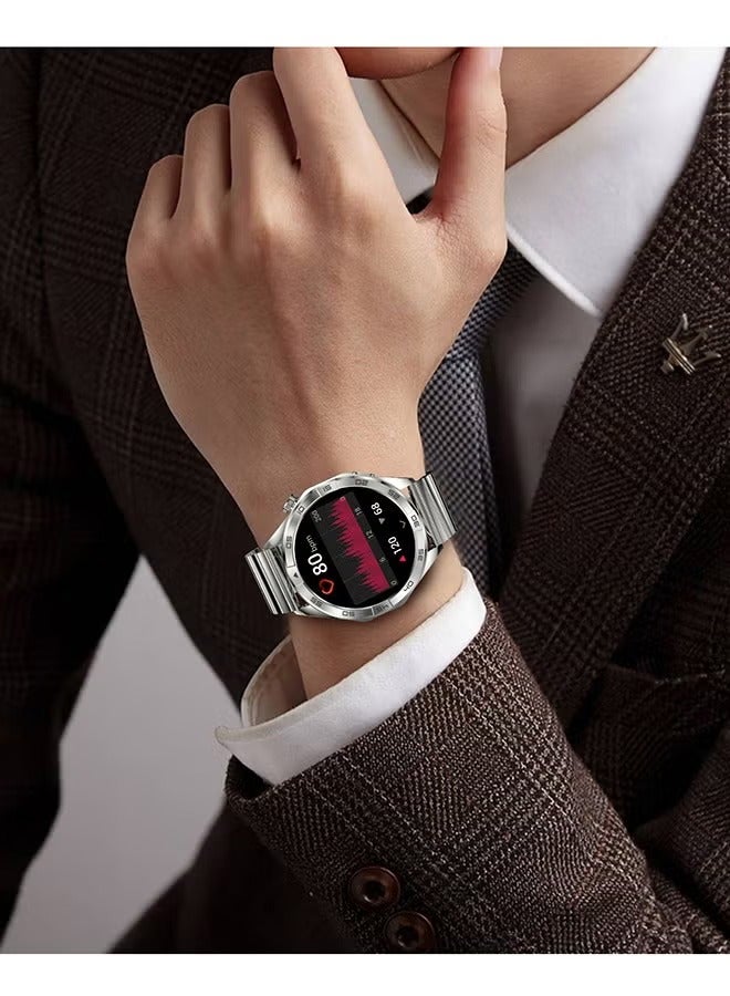 RollsTimi  Men's Smartwatch, Bluetooth Call, Exercise And Sleep Heart Rate Monitoring, Universal For Android And IOS Systems, 1.55-Inch Full-Screen Touch, Waterproof RT EX105 Silver - Image 5