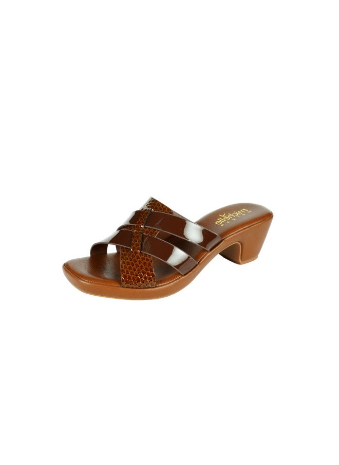 Michelle Morgan 092-2815 Michelle Morgan Ladies Block Heel Sandals 314ZD12C Brown  - Image 3