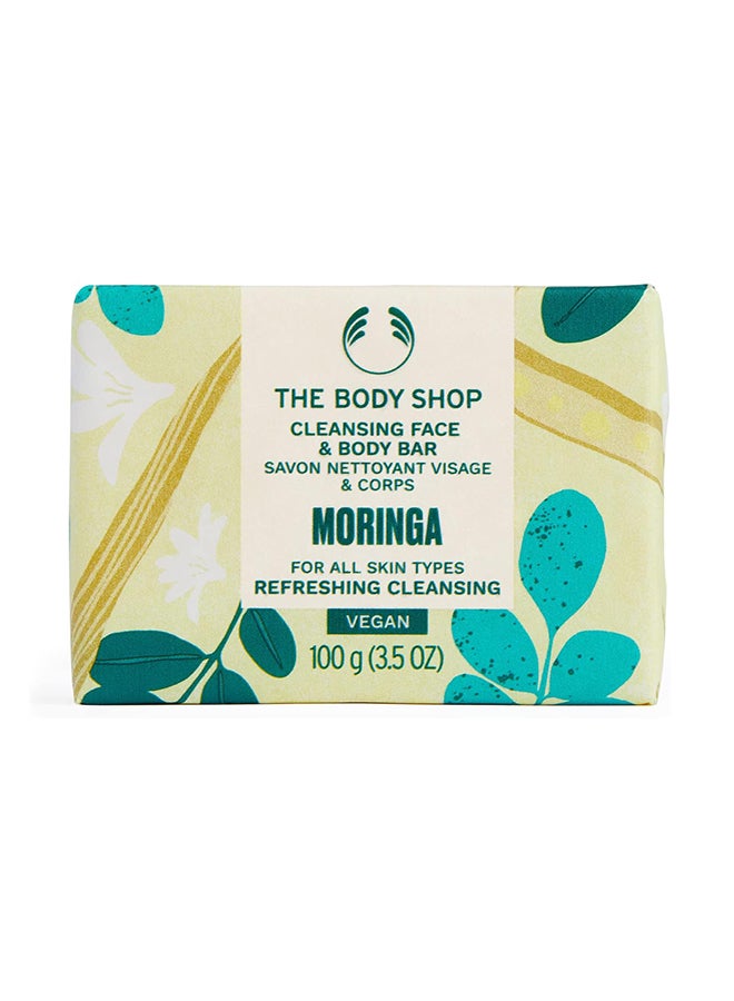 THE BODY SHOP Moringa Cleansing Face & Body Bar – Gentle Soap Bar with Moringa Seed Oil, Floral Fragrance, For All Skin Types, 90% Natural Ingredients, 100g - Image 1