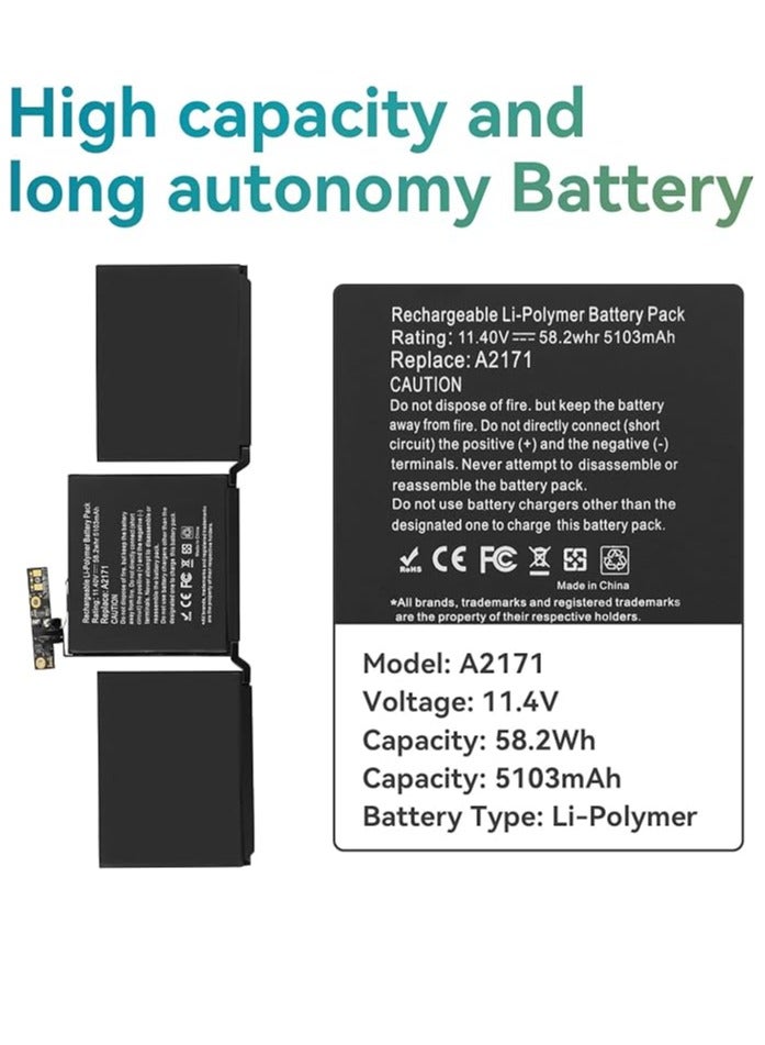 Terabyte بطارية لابتوب بديلة A2171 لجهاز ماك بوك توتش برو 13" A2159 A2289 A2338 2019 M1 2020 توتش بار EMC 3301 3578 3456 BTO/CTO MUHN2LL/A MYDA2LL/A MXK62LL/A MUHP2LL/A MUHQ2 TLL/A MUHQ2 ZE/A MUHR2LL/A - Image 2