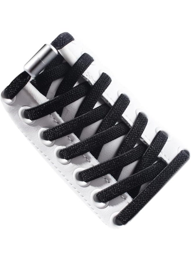 1 Pair Elastic No Tie Shoelaces with Metal Lock Quick Lazy Shoe Strings for Kids Adults - Image 1