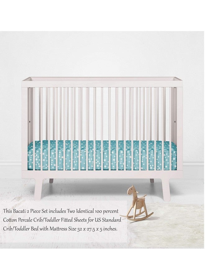 Bacati Space 2pack Crib Fitted Sheets (Blue Stars) - Image 5
