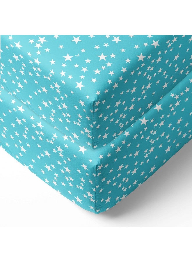 Bacati Space 2pack Crib Fitted Sheets (Blue Stars) - Image 1