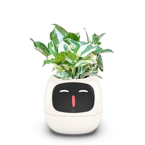 Itigoitie Smart Flowerpots,Smart Pet Planter,Ai Planter,Intelligent Flowerpots,Multiple Expressions,7 Smart Sensors, And Ai Chips Make Raising Plants Easy And Fun For Living Room,Desk,Plant-free (White) - Image 1