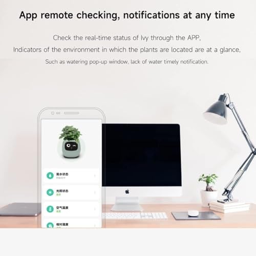 Itigoitie Smart Flowerpots,Smart Pet Planter,Ai Planter,Intelligent Flowerpots,Multiple Expressions,7 Smart Sensors, And Ai Chips Make Raising Plants Easy And Fun For Living Room,Desk,Plant-free (White) - Image 5
