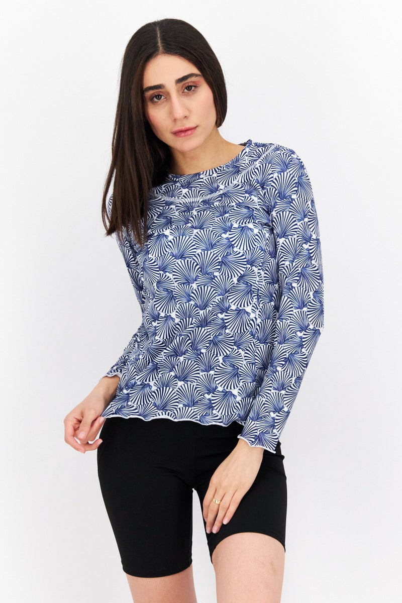 X by Gottex تي شيرت تدريب قصير الأكمام للنساء، أزرق - Image 1