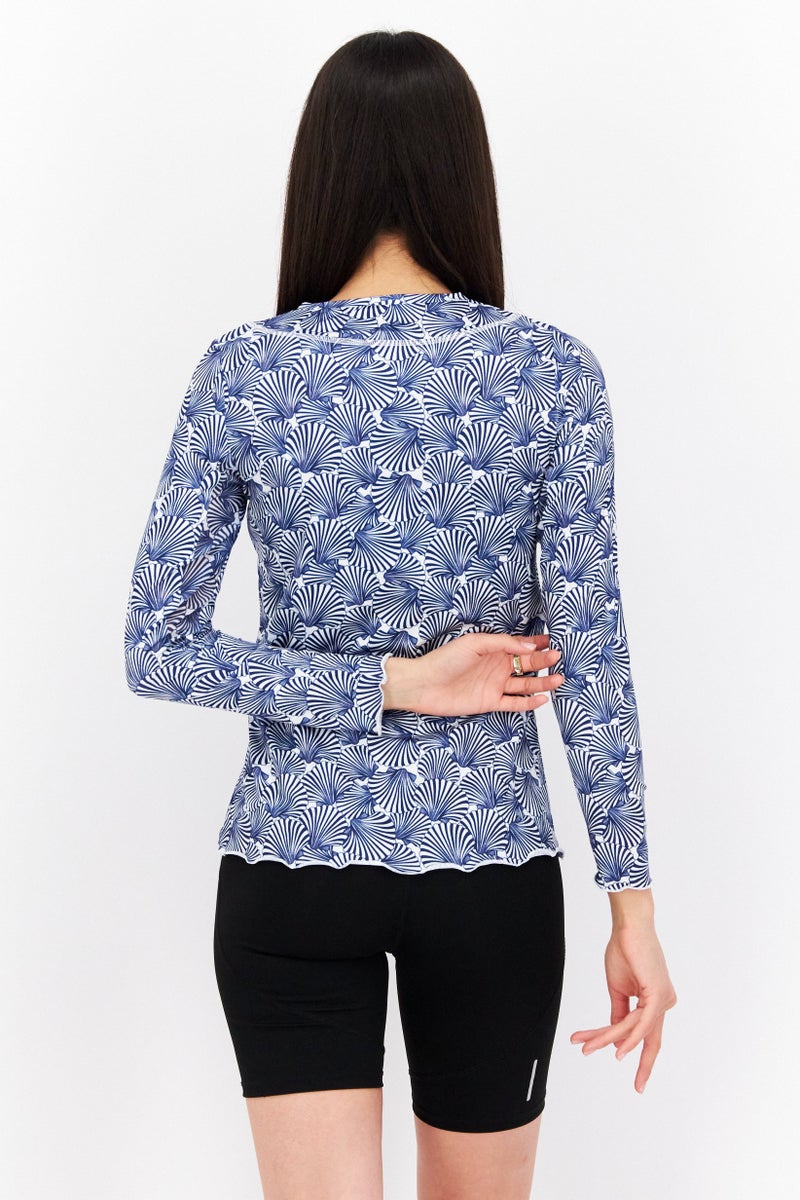 X by Gottex تي شيرت تدريب قصير الأكمام للنساء، أزرق - Image 4