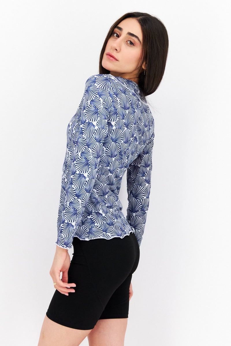 X by Gottex تي شيرت تدريب قصير الأكمام للنساء، أزرق - Image 2