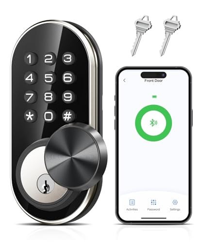 TEEHO TE341 Smart Keyless Entry Door Lock with App Control Digital Keypad Bluetooth Electronic Deadbolt with Auto Lock Easy Installation Silver - Image 1