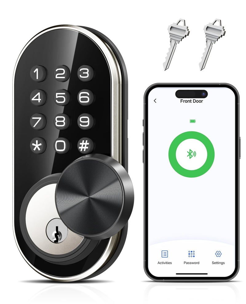 TEEHO TE341 Smart Keyless Entry Door Lock with App Control Digital Keypad Bluetooth Electronic Deadbolt with Auto Lock Easy Installation Silver - Image 2