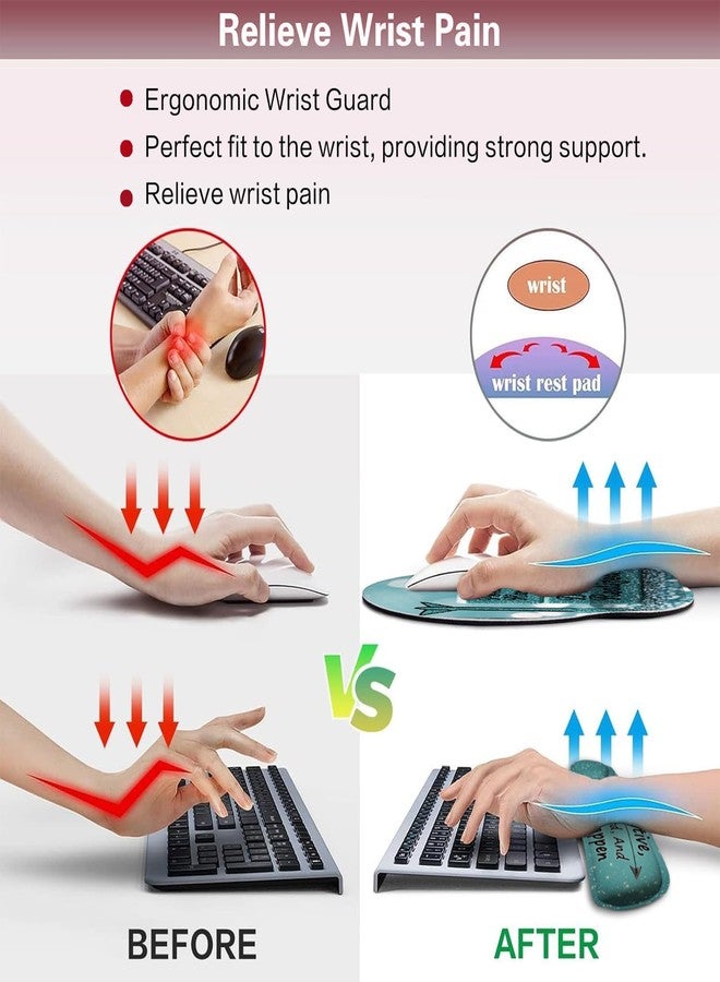 AQQA Desk Mat Desk Pad,5in1 XXL Mousepad + Keyboard Wrist Rest+Mouse Wrist Rest+Coaster Set with Ergonomic Desk Pad for Home Office Desk Accessories Decor Supplies,Stay Positive - Image 5