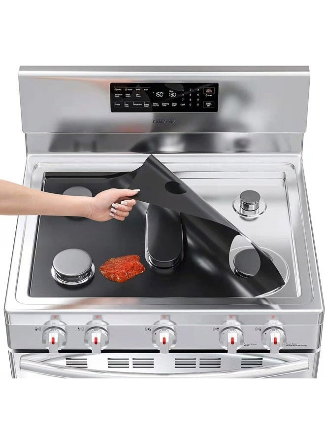 RUNZI Stove Cover, Stove Covers Reusable Gas Range Protectors for Samsung Gas Range, Reusable Gas Stove Burner Covers, Non-Stick Stove Liner (Black) - Image 3