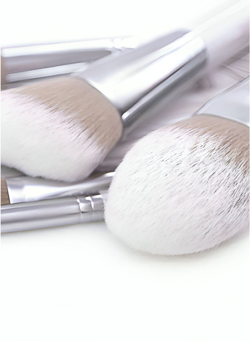 10-Piece Marble Makeup Brush Set with Silver Ferrules & Carrying Pouch – Soft Synthetic Bristles - Image 5