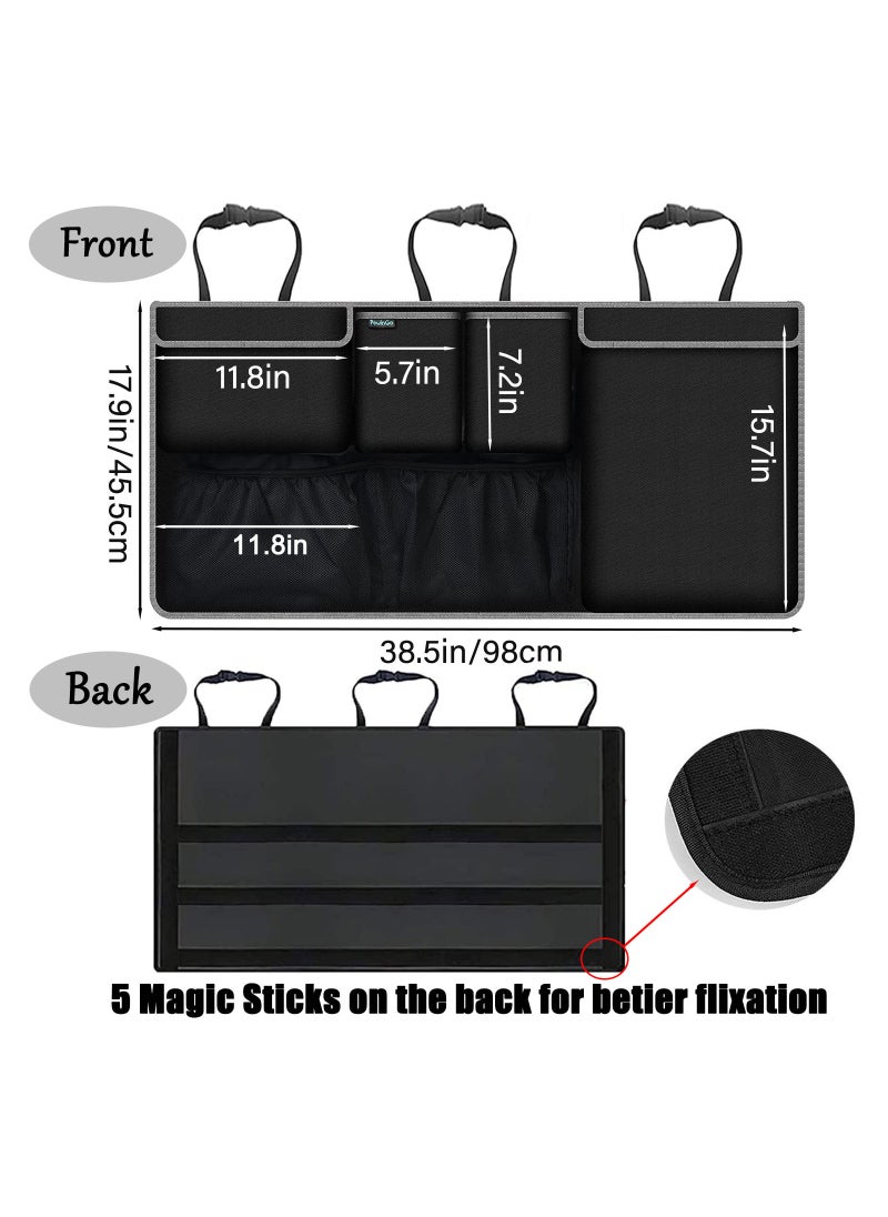 JEEJPV - JEEJPV Car Trunk Organizer, New upgrade Super Capacity Car Organizer, Car Trunk Tidy Storage Bag with Lids, Space Saving Expert, Easy to install (Black) - Image 1