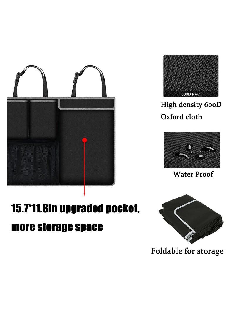 JEEJPV - JEEJPV Car Trunk Organizer, New upgrade Super Capacity Car Organizer, Car Trunk Tidy Storage Bag with Lids, Space Saving Expert, Easy to install (Black) - Image 1