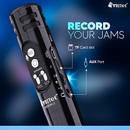 VRJTEC Kids Wireless Karaoke Microphone with Built-in Speaker | Bluetooth Singing Mic with Echo, Rechargeable Portable Handheld Toy for Boys & Girls Birthday Party Gift - Image 5